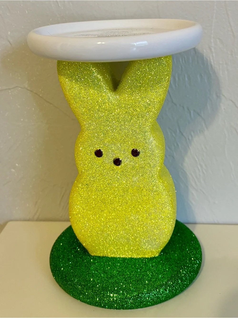 Bath & Body Works Yellow Glitter Peeps Marshmallow Bunny 3 Wick Candle Holder